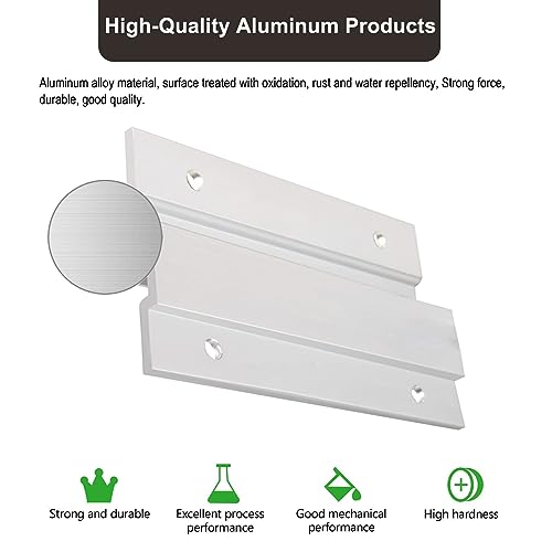 French Cleat Picture Hanger 4 Inches - 2 Pairs - Aluminum Z Hanger Supports 50lbs - Interlocking Wall Mounting Bracket Hardware Kit for Hanging Mirrors, Picture, Shelf, Whiteboard, Art, Frames