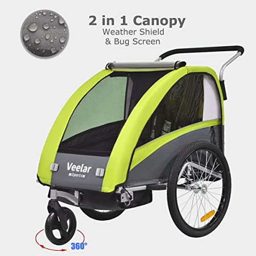 Tiggo VS 2 in 1 Kinderanhänger Fahrradanhänger Anhänger mit Buggy Set + Federung 60302 (GRÜN)