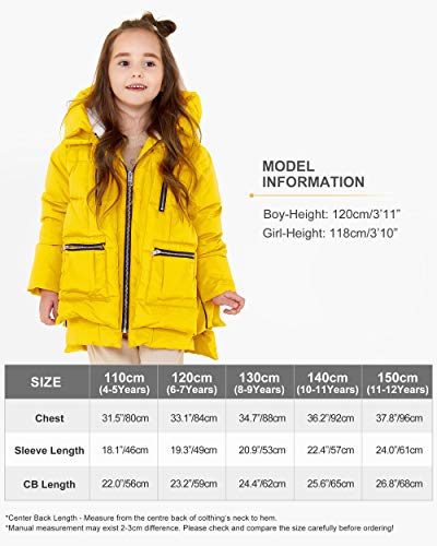 Orolay Children Hooded Down Coat Girls Quilted Puffer Jacket Boys Winter Jackets Yellow 130Cm #TOP5