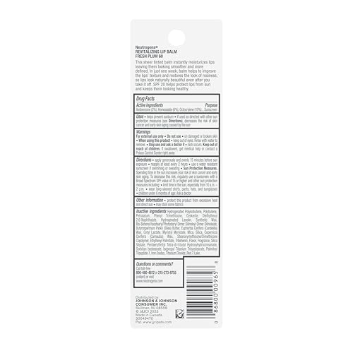 Image of Neutrogena Revitalizing Lip Balm Spf 20, Fresh Plum 60.15 Oz, Dry Skin Type