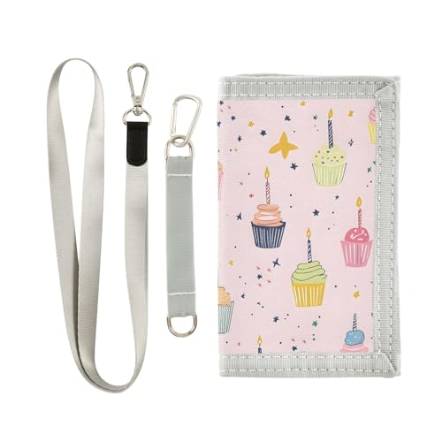 ALAZA Kids Wallets for Boys Girls Toddler Trifold Wallet Children Small Candle Cake with Zipper Coin Pocket