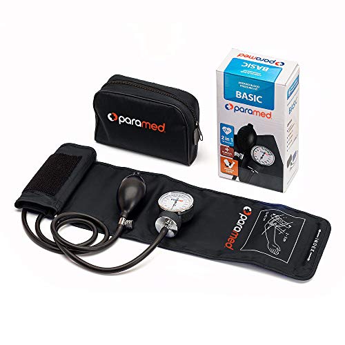 Image of PARAMED Aneroid Sphygmomanometer - Manual Blood Pressure Cuff with Universal Cuff 8.7-16.5 inch and D-Ring - Carrying Case in the kit - Black - Stethoscope Not Included