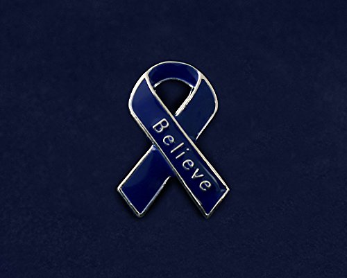 2 Pack Child Abuse Awareness Pin - Dark Blue Ribbon Round Lapel Pins (3/4 Inch)
