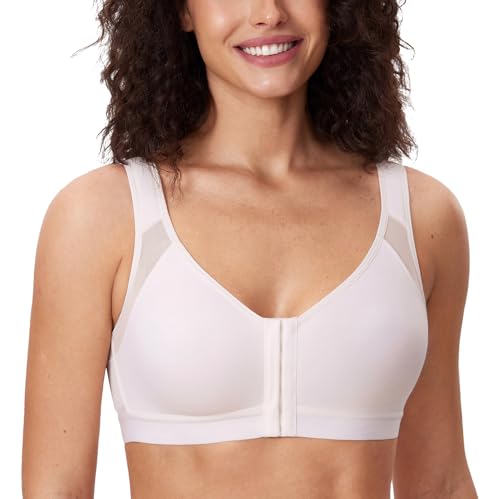 Image of DELIMIRA Women's Full Coverage Front Closure Wire Free Back Support Posture Bra
