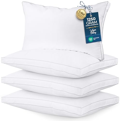 Utopia Bedding Bed Pillows for Sleeping King Size (White), Set of 4, Soft & Fluffy Pillow with Down Alternative Filling, Cooling, Hotel Quality, Gusseted Pillow for Back, Stomach or Side Sleepers