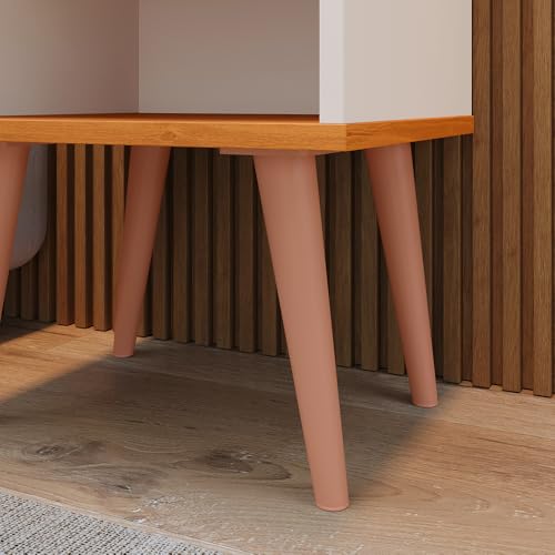 Mesa de Cabeceira Retrô 1 gaveta Porta Celular Milena - Off White/Cinamomo