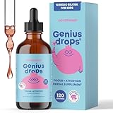 JoySpring Genius Drops - Organic Focus Drops for Kids | Clinically Proven Focus Supplement Helps Kids Perform Better in School | Liquid Herbal Supplement with Ginkgo Biloba | 120 Servings