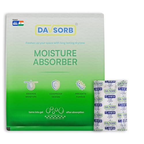 Image of DAVSORB Dehumidifier Room Moisture Absorber Sachet for Home, Electronic items, Wardrobe & Shoe Racks | Fights Excess Moisture & Prevents Mould & Fungus; White (Jumbo Medium Pack of 15, 50g Each)