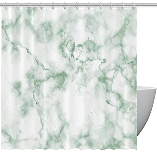 Rideau de douche marbre vert 183cm grand format imperméable anti-moisissure - 2