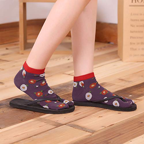 Artfasion Women Flip Flop Socks - Tabi Ankle Sock Colorful Two Toe Finger Running Socks for Womens Girls3