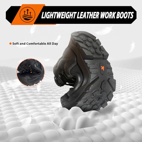 Work Boots for Men Composite Toe, Full Grain Leather Water Resistant, ASTM F2413-18 Safety Toe and Puncture Proof, Non-Slip EH 18KV Industrial Construction Boots Lightweight, All Day Comfort4
