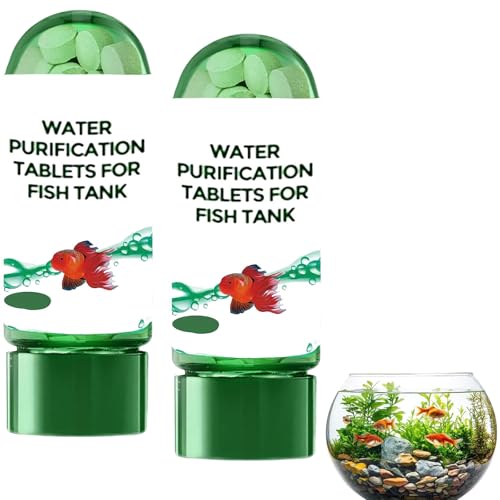 Potentes Pastillas purificadoras para acuarios, Limpiador rápido para peceras, Apto para Peces, Elimina Todo Tipo de turbidez del Acuario, fórmula Mejorada para un Agua Fresca y Clara (2pcs)