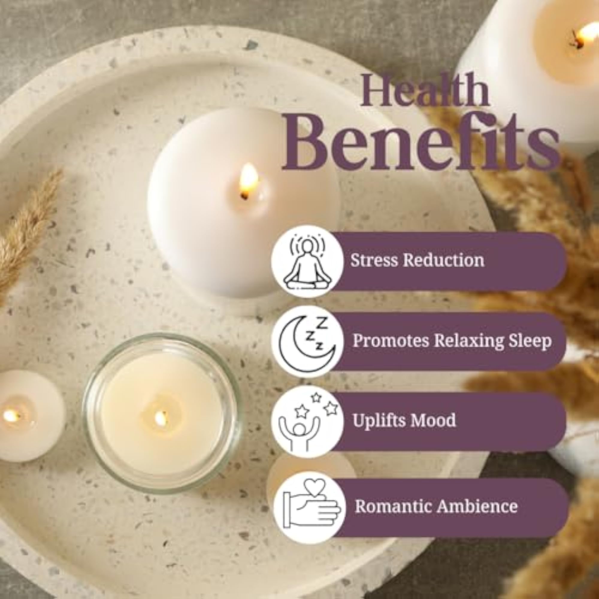 Lavender Aromatherapy Candle, 100% Pure Soy Wax, 25+ Hour Burn Time