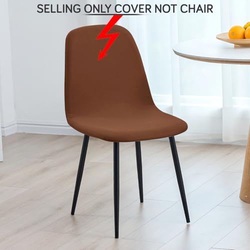 Image of HOKIPO 'SereneSolids' 140 GSM Shell Chair Cover, Mid Century Modern Dining Chair Cover, Pack of 1, Brown (AR-6248-BR)