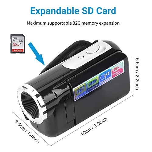 Kids Video Camera, 16X Handheld Children Kids Digital Video Camera Camcorder Recorder Toy With 2Inch Tft Lcd Display Dv Photos Support Memory Card For Birthday, Christma, Holiday Black #TOP2