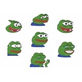 Pepe The Frog Meme Sticker Pack, 8 Reaction Faces, 3 Inch Vinyl Decal Stickers for Laptops, Tumblers and Phone
