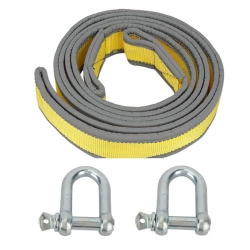 Corde de remorquage voiture 15 tonnes en nylon gris de 8 mètres avec 2 crochets en acier robuste
