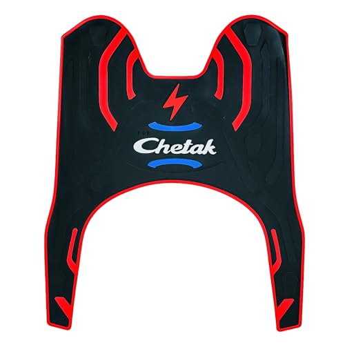 Image of DEEPON Scooter Floor Mat for Chetak EV - Red & Blue Custom Fit Anti-Slip Waterproof Rubber Footboard Mat, All-Weather Protection