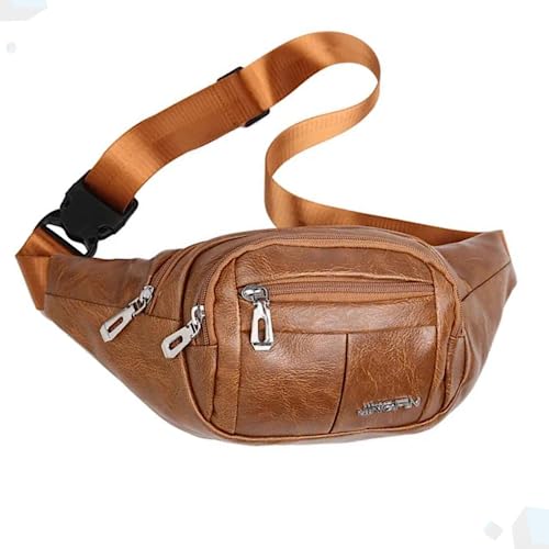 Pochete de couro sintético masculina, Bolsa de cintura com vários bolsos, viagens, caminhadas, cinto