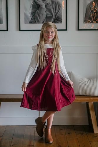 Image of HIHA Little Girls Adjustable Corduroy Pinafore Overall Dress Set Size 6-12