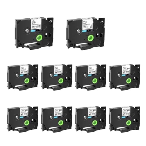 10 PCS�_���ID���~�l�[�g���x���e�[�vFX231 FX241 FX251 FX631 TZE�X�^�C���̃��x���t���}�V���ƌ݊���(Black on White)