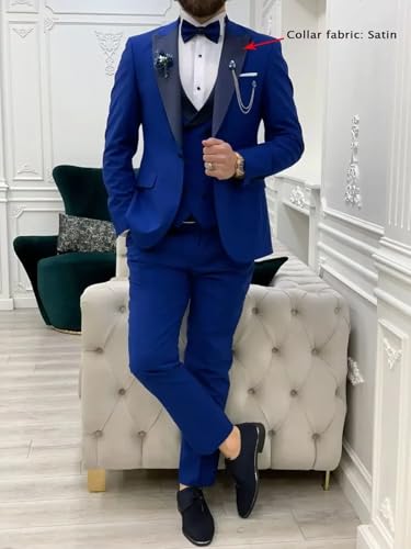 Men's Tuxedo Suit Slim Fit 3 Piece Blazer Vest and Pants Set for Groom Wedding Party Formal Dress3