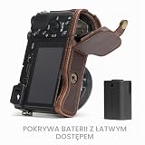 MegaGear - Ever Ready Skórzane Etui i Pasek z Dostępem do Baterii do Aparatu Sony Alpha A6300/A6000 - Ciemny brąz, Nowoczesny