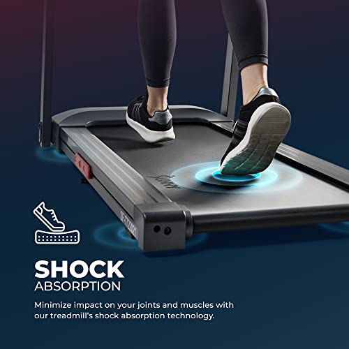 Image of Sunny Health & Fitness Interactive Slim Folding Treadmill with Advanced Brushless Technology, Enhanced Stabilization & Exclusive SunnyFit App Enhanced Bluetooth Connectivity