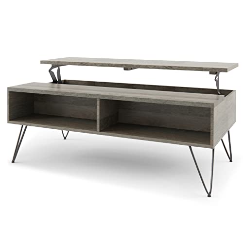 Image of SIMPLIHOME Lockhart 30 inch Wide Solid Mango Wood Drum Coffee Table in Natural