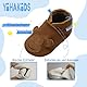 YIHAKIDS Krabbelschuhe Babyschuhe Lauflernschuhe Kleinkind Lederschuhe Hausschuhe AFFE Weiche Sohle Lernlaufschuhe (Size M, Braun, 6-12 Monate, 21/22 EU)