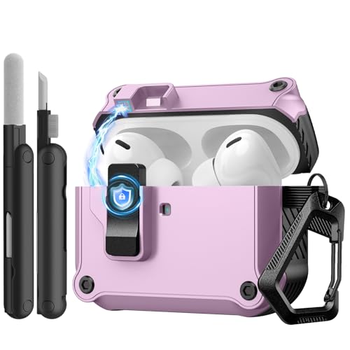TiMOVO Custodia per Airpods Pro 3 (2025) con Clip di Sicurezza, Viola+Nero