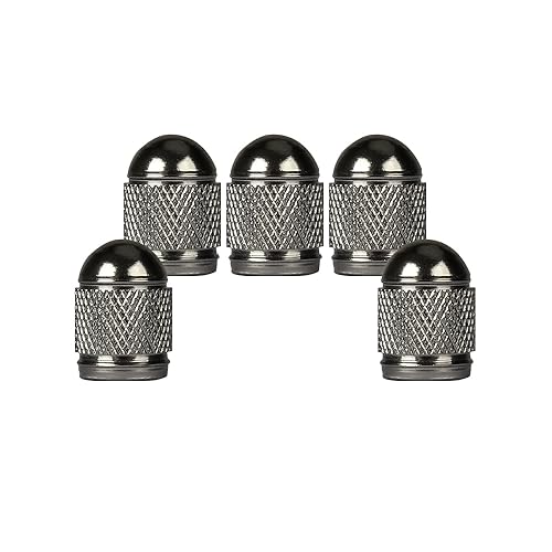 SENZEAL 5 Piezas Tapas de Válvula de Neumático Estilo Bala Tapones Rueda Coche de Aluminio Universal Tapones Valvula Coche para Coches Bicicletas Camiones Motocicletas Gris