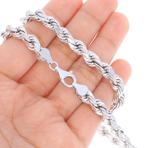 Nuragold 10K Real White Gold Rope Diamond Cut Chain Necklace 14"-30" (1.5mm-7mm) Italian Jewelry for Men & Women3