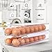 RoskDeewat Egg Holder for Fridge, Automatically Rolling Egg Container for Refrigerator, Clear Plastic Fridge Organizers and Storage with Lid, Stackable Egg Dispenser & Tray (3 Tier)