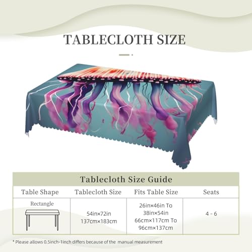 Nappe rectangulaire tissu imprimé méduse chic pour salle à manger - 7
