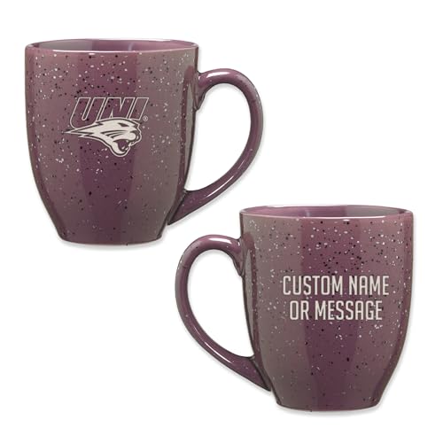 Image of Rico Industries NCAA Northern Iowa Panthers Purple Personalized 16 oz Team Color Laser Engraved Speckled Ceramic Coffee Mug