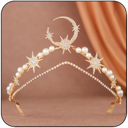 YAEISM Silver Halo Crown Moon Stars Goddess Crown Alloy Goddess Headpiece Party