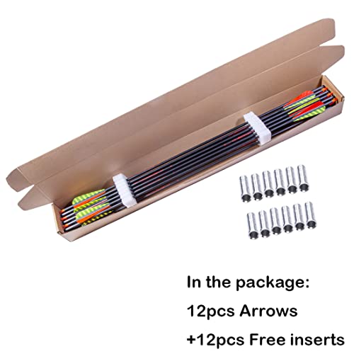 Pinals Traditional Archery 300 340 400 500 600 Spine Carbon Feather Arrows For Recurve Compound Bow Longbow Hunting Targets Arrow 12Pcs 600 30" #TOP6