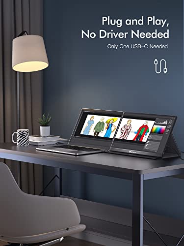 Image of MAGICRAVEN 16.0 inch 1200P 60Hz Portable Dual Monitor, Portable Laptop Monitor, Slim Lightweight Dual USB C HDMI Computer Monitor Gaming Display, Travel Monitor for PC Phone PS5 /4 Xbox Switch