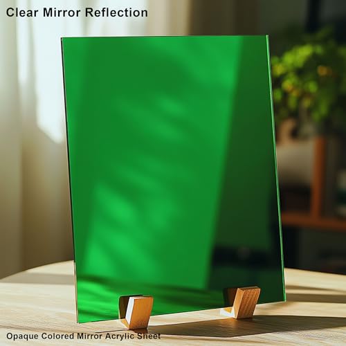 Image of 12x12 Inches Green Mirror Acrylic Sheet - 2 Pcs Reflective Acrylic Panel for DIY Crafts, Home Decor & More (30x30 cm)