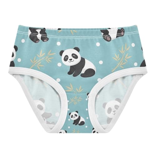 Toddler Girl Briefs, Cute Cartoon Pandas Poses Cotton Underwear for Girls, 2–8 Years