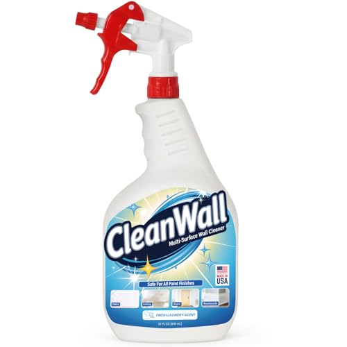 CleanWall Wall, Door & Baseboard Cleaner Spray – 32 oz Multi-Surface Formula Safe for Painted...