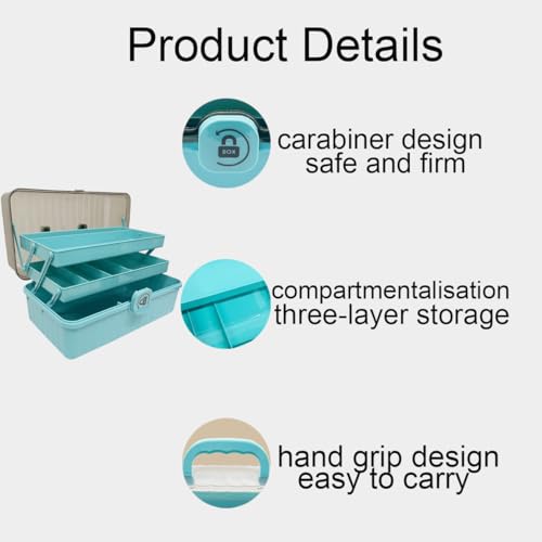 Image of ZLY 12.6 Inch Accessory Storage Box Organiser with Handle, Craft Boxes for Storing Accessory Crafts, Sewing Tools, Art Supplies,Non-metal Storage Boxes for General use
