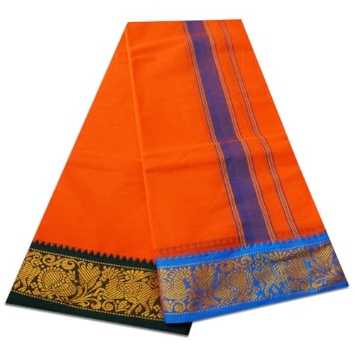Image of vimayam pure cotton 3 inch border colour dhoti 9X5(Assorted Border design and colours)