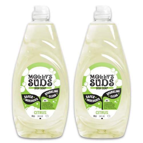 Molly’s Suds Liquid Dish Soap | Clean, Simple Ingredients | Extra Scrubbing Power | Citrus Scent, 24 oz – 2 Pack