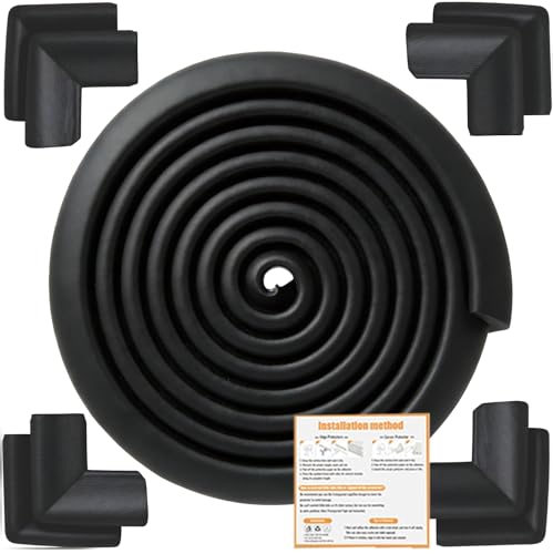 Image of Baby Proof Corners and Edges Protector 20ft Edge+8 Corner Guard, Fireplace Baby Proofing Bumper, Heavy-Duty Soft NBR Foam Edge Corner Protector for Furniture Table, Childsafe /Pre-Taped Black
