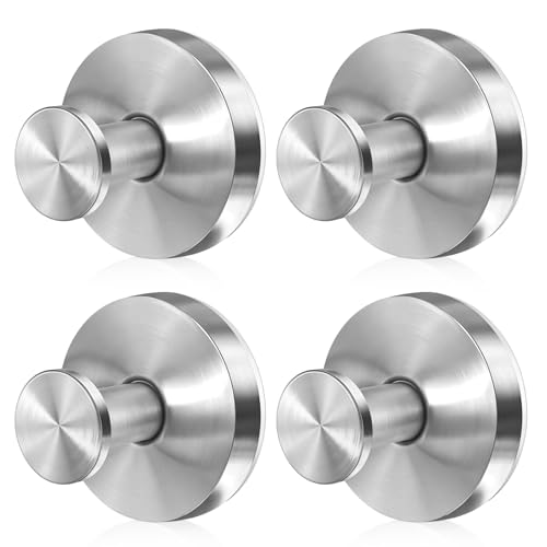 Image of Suction Cup Hooks, 4 Pack Silver Stainless Steel Suction Hooks for Shower