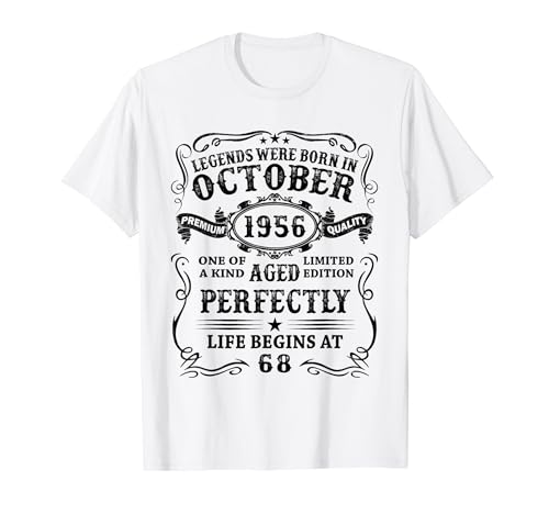 Regalo Hombre 68 Años Las Leyendas Nacen En Octubre 1956 Camiseta