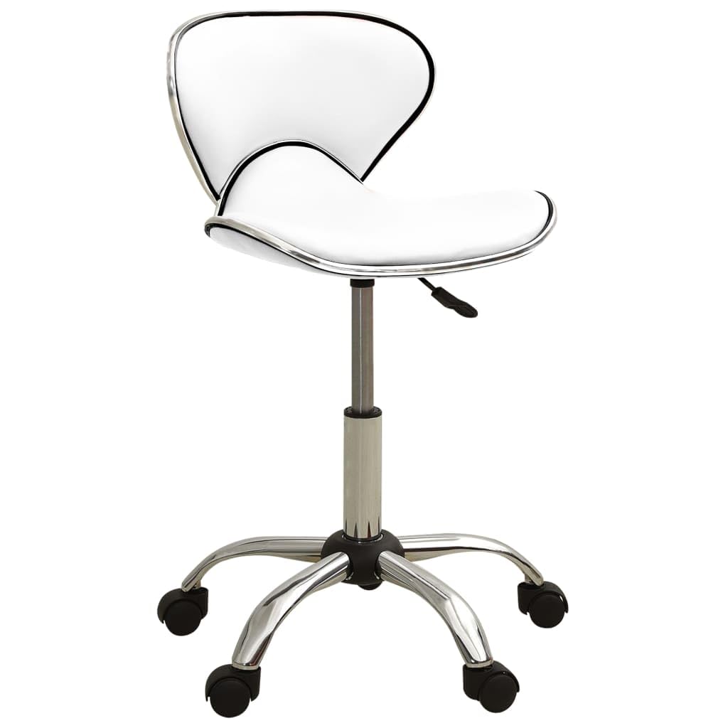 Friseur Rollhocker Weiß Kunstleder höhenverstellbar 69,5-83,5 cm mit 5 Rollen drehbar ergonomisch für Salon Kosmetik Barber Styling Studio Arbeitsstuhl