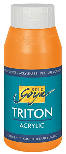 KREUL 17062 – Solo Goya Triton akrylfärg fluorescerande orange, 750 ml flaska, snabb och matt torkning, vattenbaserad färg, i studiokvalitet, mångsidig, väl täckande och produktiv